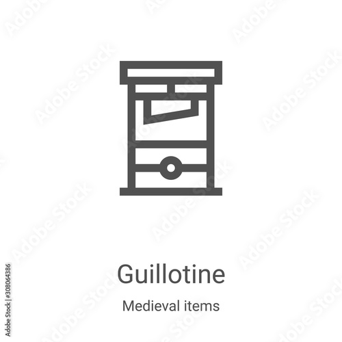 guillotine icon vector from medieval items collection. Thin line guillotine outline icon vector illustration. Linear symbol for use on web and mobile apps, logo, print media