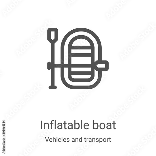 inflatable boat icon vector from vehicles and transport collection. Thin line inflatable boat outline icon vector illustration. Linear symbol for use on web and mobile apps, logo, print media