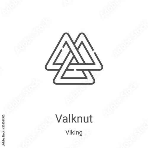 valknut icon vector from viking collection. Thin line valknut outline icon vector illustration. Linear symbol for use on web and mobile apps, logo, print media