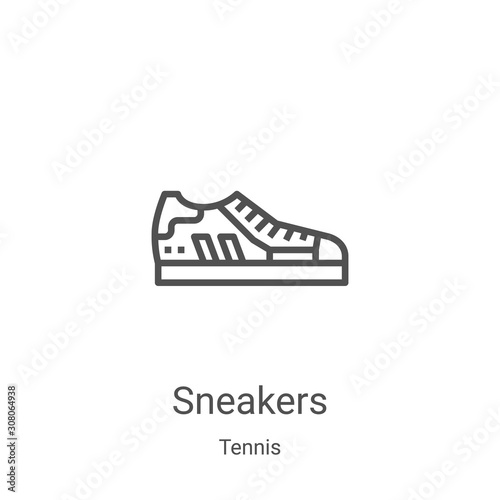 sneakers icon vector from tennis collection. Thin line sneakers outline icon vector illustration. Linear symbol for use on web and mobile apps, logo, print media