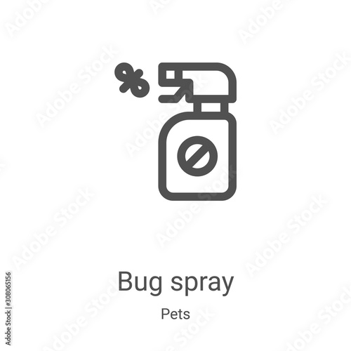 bug spray icon vector from pets collection. Thin line bug spray outline icon vector illustration. Linear symbol for use on web and mobile apps, logo, print media