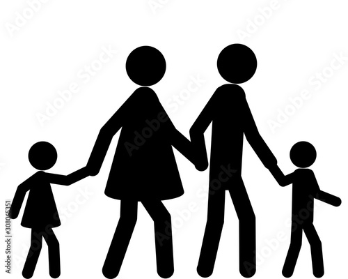 Familie beim spazieren gehen Hand in Hand