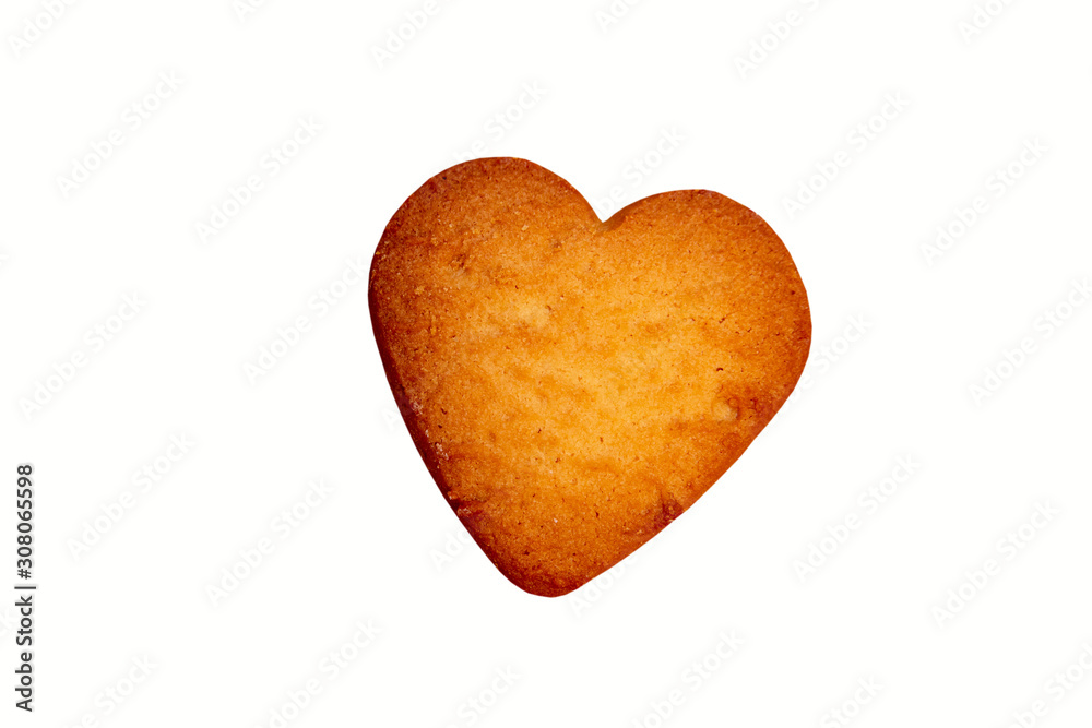 Obraz premium cookies heart on a white background,one shortbread cookies isolated on white background