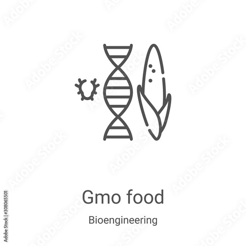 gmo food icon vector from bioengineering collection. Thin line gmo food outline icon vector illustration. Linear symbol for use on web and mobile apps, logo, print media
