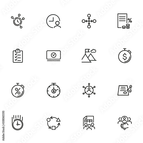 Time management line icon set. Clock, watch, stopwatch. Business concept. Can be used for topics like deadline, planning, startup