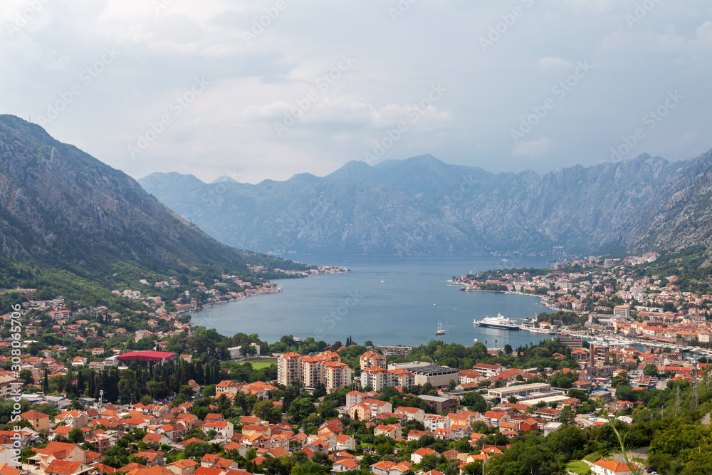 panorama of the mountains, Mediterranean Bay, Kotor, Montenegro