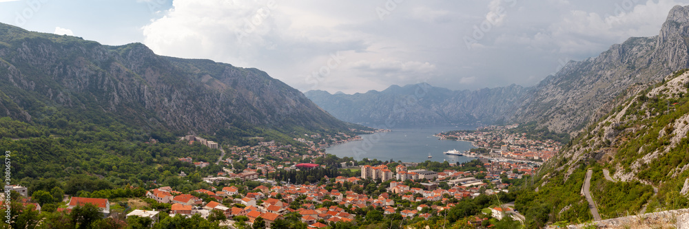 panorama of the mountains, Mediterranean Bay, Kotor, Montenegro