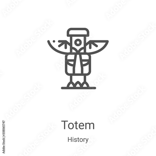 totem icon vector from history collection. Thin line totem outline icon vector illustration. Linear symbol for use on web and mobile apps, logo, print media