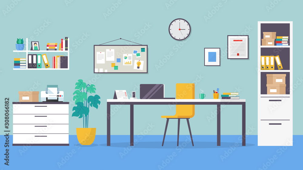 Business workspace in room interior