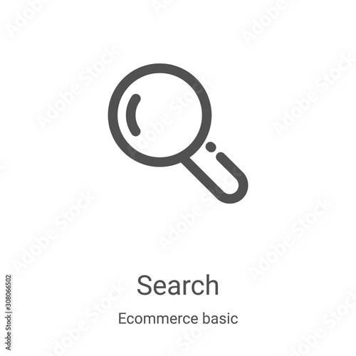 search icon vector from ecommerce basic collection. Thin line search outline icon vector illustration. Linear symbol for use on web and mobile apps, logo, print media