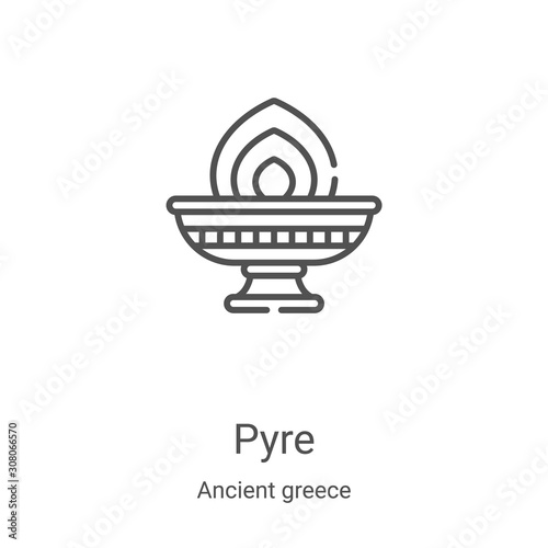 pyre icon vector from ancient greece collection. Thin line pyre outline icon vector illustration. Linear symbol for use on web and mobile apps, logo, print media