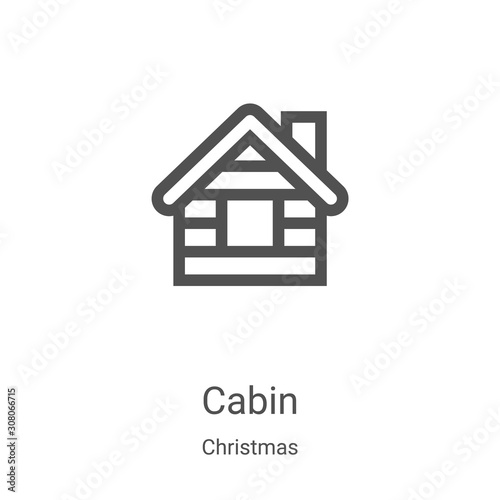 cabin icon vector from christmas collection. Thin line cabin outline icon vector illustration. Linear symbol for use on web and mobile apps, logo, print media