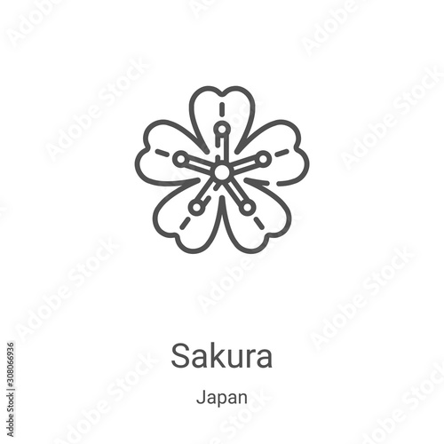 sakura icon vector from japan collection. Thin line sakura outline icon vector illustration. Linear symbol for use on web and mobile apps, logo, print media