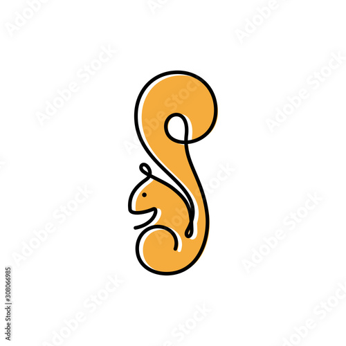 creative line art, monoline, outline squirrel, chipmunk logo design template. animal wildlife vector illustration