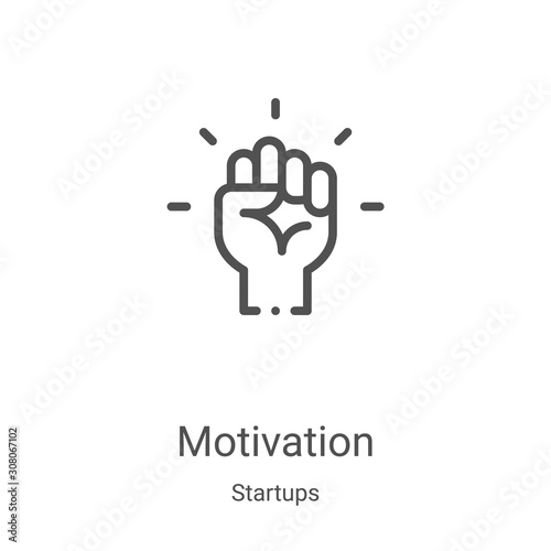 motivation icon vector from startups collection. Thin line motivation outline icon vector illustration. Linear symbol for use on web and mobile apps, logo, print media photo