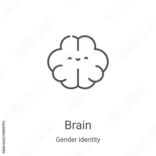 brain icon vector from gender identity collection. Thin line brain outline icon vector illustration. Linear symbol for use on web and mobile apps, logo, print media