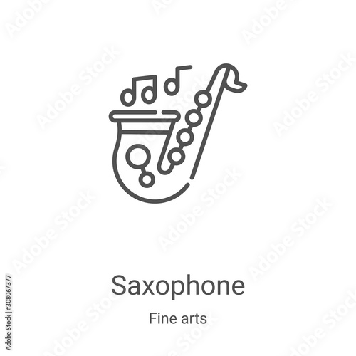 saxophone icon vector from fine arts collection. Thin line saxophone outline icon vector illustration. Linear symbol for use on web and mobile apps, logo, print media