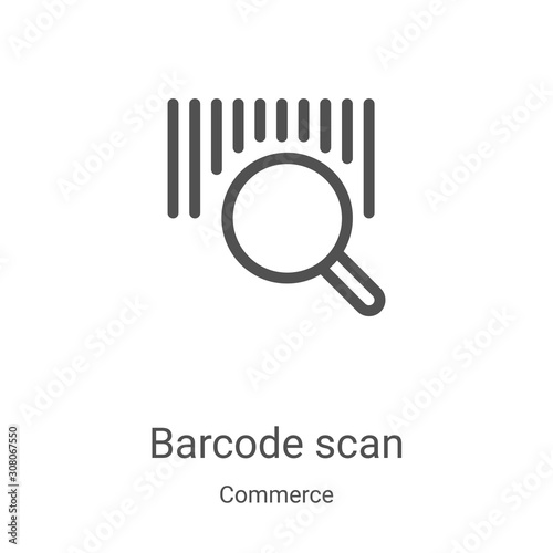 barcode scan icon vector from commerce collection. Thin line barcode scan outline icon vector illustration. Linear symbol for use on web and mobile apps, logo, print media