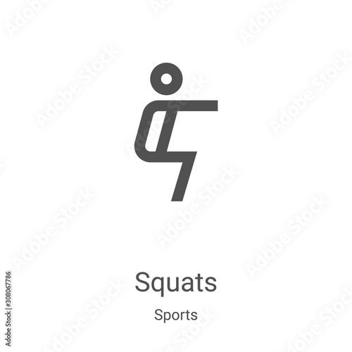 squats icon vector from sports collection. Thin line squats outline icon vector illustration. Linear symbol for use on web and mobile apps, logo, print media