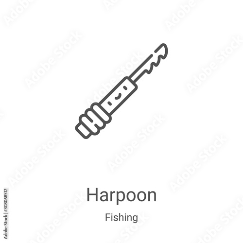 harpoon icon vector from fishing collection. Thin line harpoon outline icon vector illustration. Linear symbol for use on web and mobile apps, logo, print media