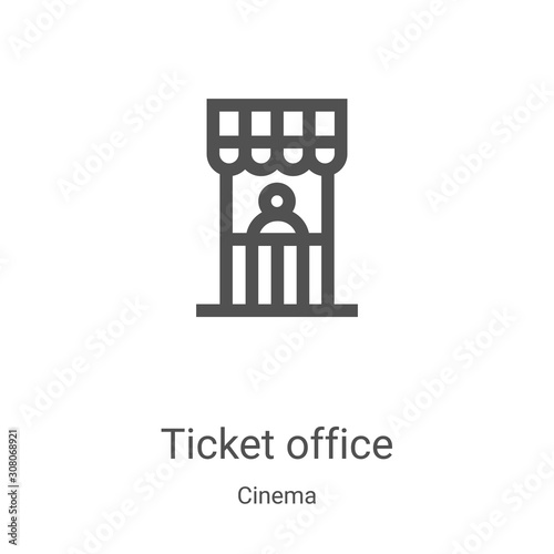 ticket office icon vector from cinema collection. Thin line ticket office outline icon vector illustration. Linear symbol for use on web and mobile apps, logo, print media photo