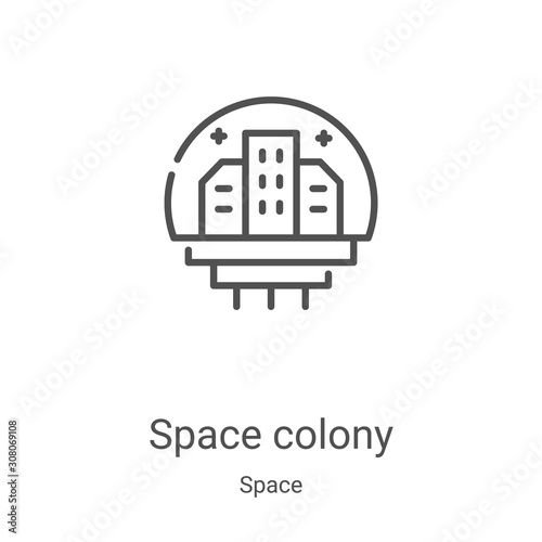 space colony icon vector from space collection. Thin line space colony outline icon vector illustration. Linear symbol for use on web and mobile apps, logo, print media