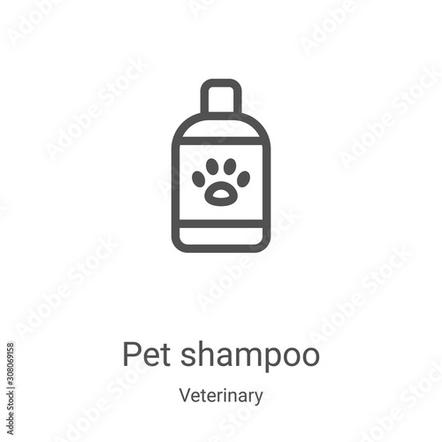 pet shampoo icon vector from veterinary collection. Thin line pet shampoo outline icon vector illustration. Linear symbol for use on web and mobile apps, logo, print media