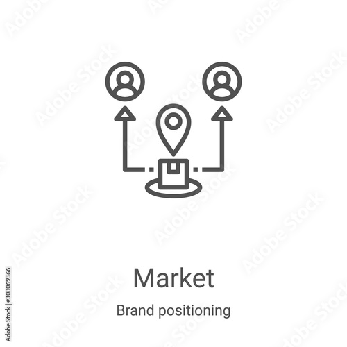 market icon vector from brand positioning collection. Thin line market outline icon vector illustration. Linear symbol for use on web and mobile apps, logo, print media