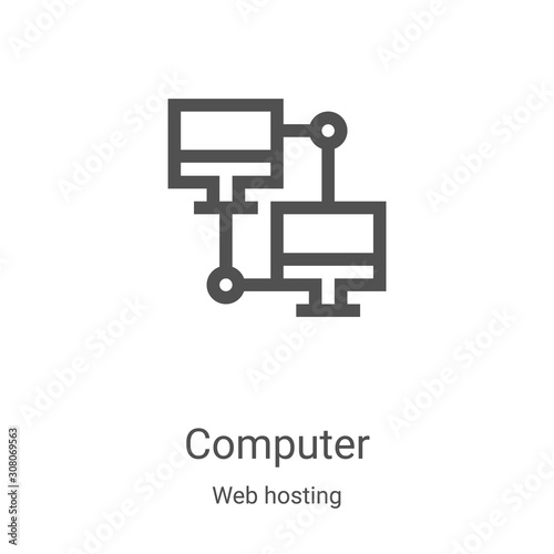 computer icon vector from web hosting collection. Thin line computer outline icon vector illustration. Linear symbol for use on web and mobile apps, logo, print media