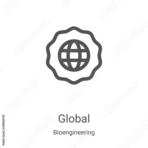 global icon vector from bioengineering collection. Thin line global outline icon vector illustration. Linear symbol for use on web and mobile apps, logo, print media