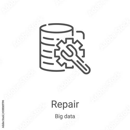repair icon vector from big data collection. Thin line repair outline icon vector illustration. Linear symbol for use on web and mobile apps, logo, print media