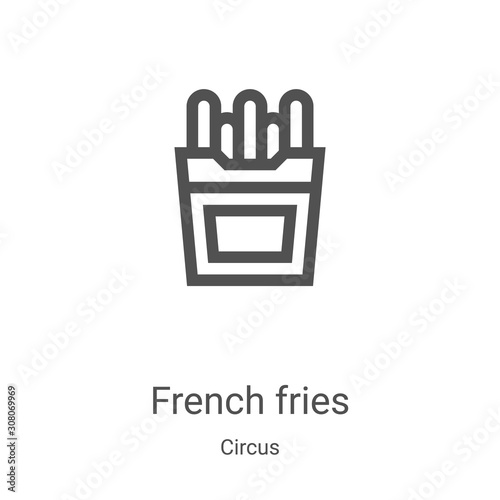 french fries icon vector from circus collection. Thin line french fries outline icon vector illustration. Linear symbol for use on web and mobile apps, logo, print media