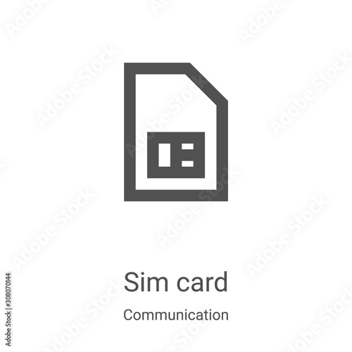 sim card icon vector from communication collection. Thin line sim card outline icon vector illustration. Linear symbol for use on web and mobile apps, logo, print media
