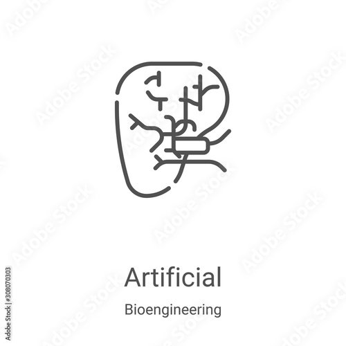 artificial icon vector from bioengineering collection. Thin line artificial outline icon vector illustration. Linear symbol for use on web and mobile apps, logo, print media