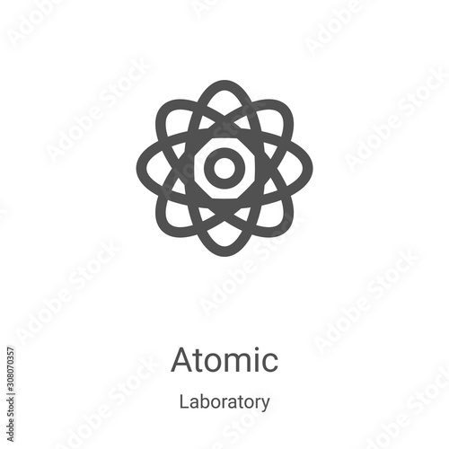 atomic icon vector from laboratory collection. Thin line atomic outline icon vector illustration. Linear symbol for use on web and mobile apps, logo, print media photo