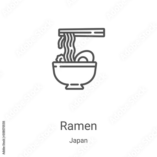 ramen icon vector from japan collection. Thin line ramen outline icon vector illustration. Linear symbol for use on web and mobile apps, logo, print media