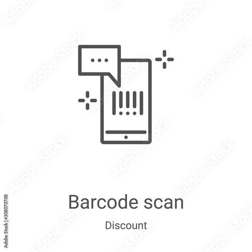 barcode scan icon vector from discount collection. Thin line barcode scan outline icon vector illustration. Linear symbol for use on web and mobile apps, logo, print media