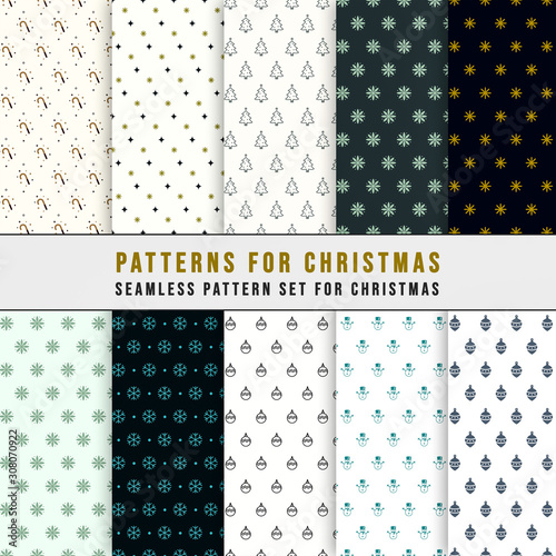 Collection of seamless patterns for Christmas