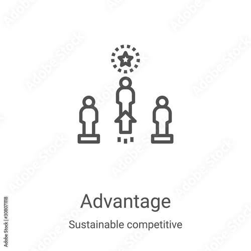 advantage icon vector from sustainable competitive advantage collection. Thin line advantage outline icon vector illustration. Linear symbol for use on web and mobile apps, logo, print media