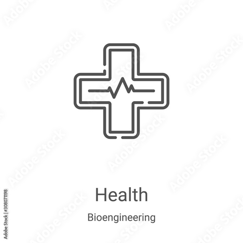 health icon vector from bioengineering collection. Thin line health outline icon vector illustration. Linear symbol for use on web and mobile apps, logo, print media