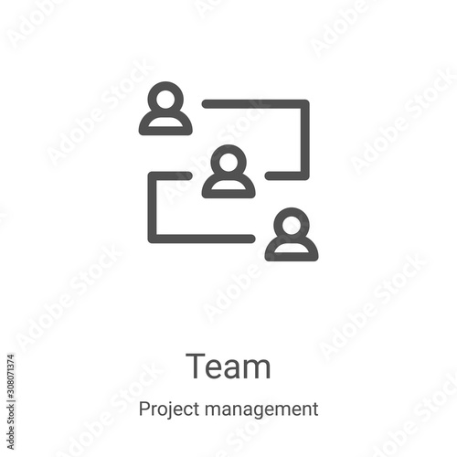 team icon vector from project management collection. Thin line team outline icon vector illustration. Linear symbol for use on web and mobile apps, logo, print media