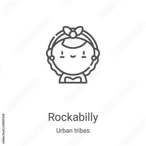 rockabilly icon vector from urban tribes collection. Thin line rockabilly outline icon vector illustration. Linear symbol for use on web and mobile apps, logo, print media