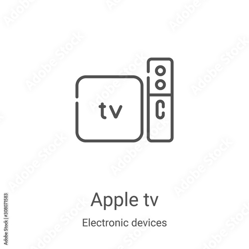 apple tv icon vector from electronic devices collection. Thin line apple tv outline icon vector illustration. Linear symbol for use on web and mobile apps, logo, print media photo