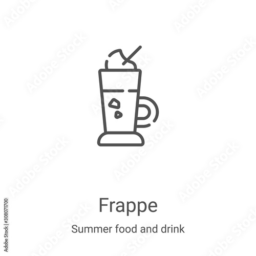 frappe icon vector from summer food and drink collection. Thin line frappe outline icon vector illustration. Linear symbol for use on web and mobile apps, logo, print media