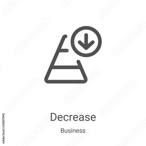 decrease icon vector from business collection. Thin line decrease outline icon vector illustration. Linear symbol for use on web and mobile apps, logo, print media