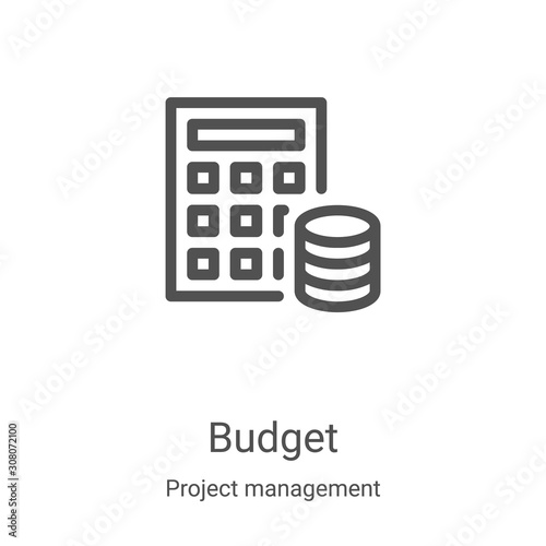 budget icon vector from project management collection. Thin line budget outline icon vector illustration. Linear symbol for use on web and mobile apps, logo, print media