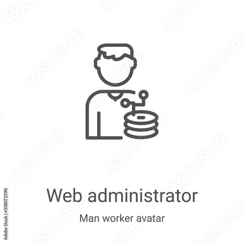 web administrator icon vector from man worker avatar collection. Thin line web administrator outline icon vector illustration. Linear symbol for use on web and mobile apps, logo, print media