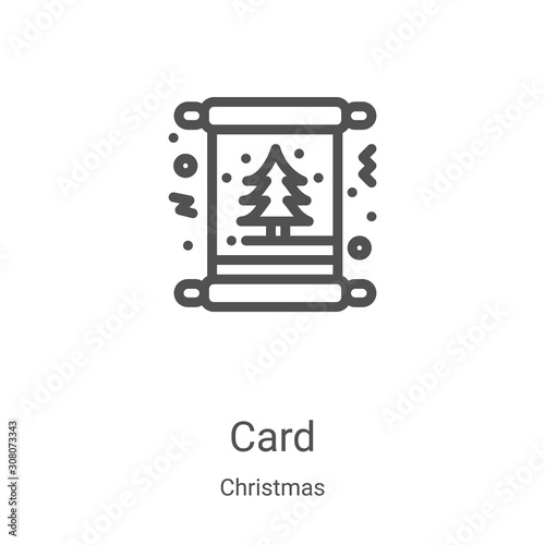 card icon vector from christmas collection. Thin line card outline icon vector illustration. Linear symbol for use on web and mobile apps, logo, print media