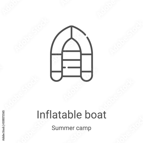 inflatable boat icon vector from summer camp collection. Thin line inflatable boat outline icon vector illustration. Linear symbol for use on web and mobile apps, logo, print media