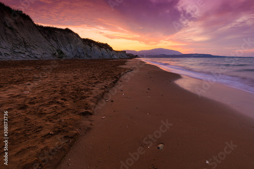 Xi Beach, Kefalonia Island, Greece. Beautiful view of Xi Beach, a beach with red sand in Cephalonia, Ionian Sea.